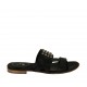Chanclas de dedo con tachuelas para mujer en piel negra tacon 1 - Tallas disponibles:  42, 43
