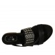 Woman's thong mules with studs in black leather heel 1 - Available sizes:  42, 43