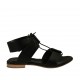 Sandalia para mujer con cordones en piel negra tacon 1 - Tallas disponibles:  33