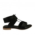 Sandalia para mujer con cordones en piel negra tacon 1