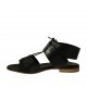 Sandalia para mujer con cordones en piel negra tacon 1 - Tallas disponibles:  33