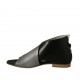 Scarpa aperta da donna con cerniera in pelle nera e laminata argento tacco 1 - Misure disponibili: 33, 34