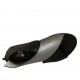 Zapato abierto para mujer con cremallera en piel negra y laminada plateada tacon 1 - Tallas disponibles:  33, 34