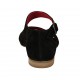 Zapato abierto para mujer con cinturon en gamuza negra y gris tacon 1 - Tallas disponibles:  33, 34, 43