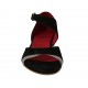 Zapato abierto para mujer con cinturon en gamuza negra y gris tacon 1 - Tallas disponibles:  33, 34, 43