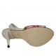 Woman's sandal with platform and anklestrap in white leather and multicolored flower printed fabric heel 11 - Available sizes:  33, 42, 43, 44, 45