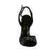 Sandalo da donna con cinturino alla caviglia e plateau in camoscio nero e camoscio stampato floreale bianco e grigio tacco 11 - Misure disponibili: 34, 43, 44, 45
