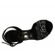 Sandalo da donna con cinturino alla caviglia e plateau in camoscio nero e camoscio stampato floreale bianco e grigio tacco 11 - Misure disponibili: 34, 43, 44, 45