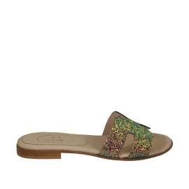 Sabot da donna in pelle con glitter multicolore tacco 1 - Misure disponibili: 47