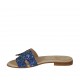 Sabot da donna in pelle con glitter blu tacco 1 - Misure disponibili: 42
