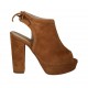 Sandalia para mujer con plataforma y cordones en gamuza color cuero tacon 10 - Tallas disponibles:  34, 42, 44