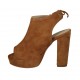 Sandalia para mujer con plataforma y cordones en gamuza color cuero tacon 10 - Tallas disponibles:  34, 42, 44