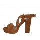Sandalia para mujeres con plataforma en gamuza color cuero tacon 10 - Tallas disponibles:  42, 45