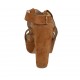 Sandalo da donna con plateau e cinturino in camoscio color cuoio tacco 10 - Misure disponibili: 42, 45