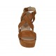 Sandalo da donna con plateau e cinturino in camoscio color cuoio tacco 10 - Misure disponibili: 42, 45
