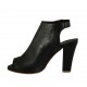 Sandalia de parte frontal alta para mujer con plataforma en piel de color negro  tacon 9 - Tallas disponibles:  34
