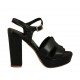 Sandalia para mujer con plataforma y cinturon en piel negra tacon 10 - Tallas disponibles:  43, 46
