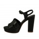 Sandalia para mujer con plataforma y cinturon en piel negra tacon 10 - Tallas disponibles:  43, 46