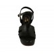 Sandalia para mujer con plataforma y cinturon en piel negra tacon 10 - Tallas disponibles:  43, 46