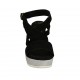 Sandalo da donna in camoscio nero e tessuto laminato argento con plateau e zeppa 8 - Misure disponibili: 32, 33, 34