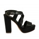 Sandalia para mujer con plataforma en piel negra tacon 10 - Tallas disponibles:  42, 46