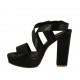 Woman's sandal with platform in black leather with heel 10 - Available sizes:  42, 46