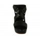 Woman's sandal with platform in black leather with heel 10 - Available sizes:  42, 46