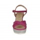 Sandalo da donna in nabuk fucsia e tessuto laminato argento con cinturino, plateau e zeppa 8 - Misure disponibili: 31