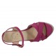 Sandalo da donna in nabuk fucsia e tessuto laminato argento con cinturino, plateau e zeppa 8 - Misure disponibili: 31