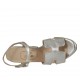 Sandalo da donna in pelle laminata argento con cinturino, plateau e tacco 10 - Misure disponibili: 32, 33, 42, 46