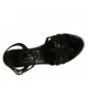 Sandalia para mujer en charol negro y tejido laminado plateado con cinturon salomé, plataforma y cuña 8 - Tallas disponibles:  33, 34