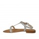 Sandalo infradito da donna con cinturino in pelle laminata argento tacco 1 - Misure disponibili: 33, 45, 46, 47