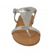 Sandalo infradito da donna con cinturino in pelle laminata argento tacco 1 - Misure disponibili: 33, 45, 46, 47