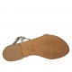 Sandalo infradito da donna con cinturino in pelle laminata argento tacco 1 - Misure disponibili: 33, 45, 46, 47