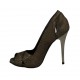 Escarpin à bout ouvert pour femmes avec Plateau en cuir imprimé lamé bronze talon 11 - Pointures disponibles:  31, 34, 42, 43, 44, 45