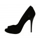 Woman's open toe pump with platform in black suede with heel 11 - Available sizes:  33, 46