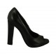 Scarpa da donna aperta in punta con plateau in pelle nera tacco 11 - Misure disponibili: 31, 33, 34, 43