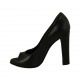 Scarpa da donna aperta in punta con plateau in pelle nera tacco 11 - Misure disponibili: 31, 33, 34, 43