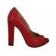 Scarpa da donna aperta in punta con plateau in pelle rossa tacco 11 - Misure disponibili: 31, 33, 34