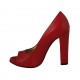Scarpa da donna aperta in punta con plateau in pelle rossa tacco 11 - Misure disponibili: 31, 33, 34