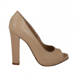 Scarpa da donna aperta in punta con plateau in pelle nude tacco 11 - Misure disponibili: 33, 43