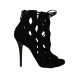 Scarpa aperta da donna con lacci, cerniera e plateau in camoscio nero tacco 11 - Misure disponibili: 33, 34