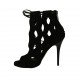 Scarpa aperta da donna con lacci, cerniera e plateau in camoscio nero tacco 11 - Misure disponibili: 33, 34