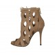 Scarpa aperta da donna con lacci e cerniera e plateau in camoscio beige tacco 11 - Misure disponibili: 31, 33, 34