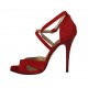 Chaussure ouverte pour femmes avec courroie et plateau croisée en daim rouge talon 11 - Pointures disponibles:  33, 34