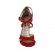Scarpa aperta da donna con cinturino incrociato e plateau in camoscio rosso tacco 11 - Misure disponibili: 33, 34, 45