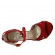 Scarpa aperta da donna con cinturino incrociato e plateau in camoscio rosso tacco 11 - Misure disponibili: 33, 34, 45