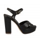 Sandalo da donna con cinturino e plateau in pelle nera tacco grosso 10 - Misure disponibili: 42