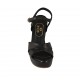 Sandale pour femmes avec courroie et plateforme en cuir noir talon carré 10 - Pointures disponibles:  42