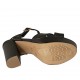 Sandalo da donna con cinturino e plateau in pelle nera tacco grosso 10 - Misure disponibili: 42